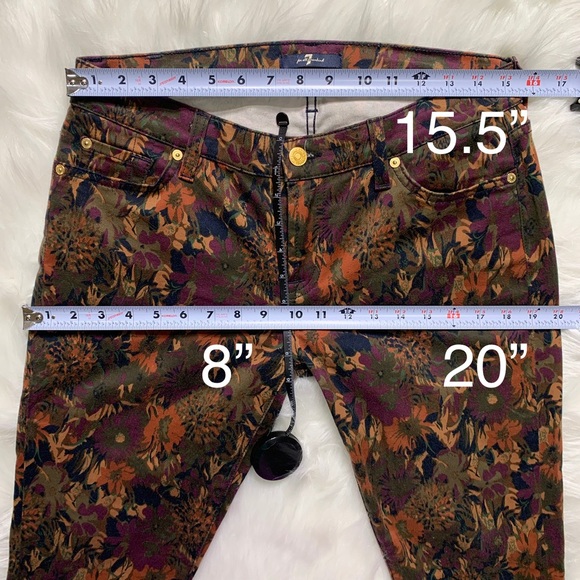 SOLD-7FAM Floral Print Skinny Pants - Picture 5 of 7